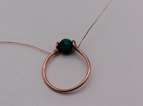 Abby Hook's Dainty Boho Ring - Attach the bead, Contemporary Wire Jewelry, Loops, Wire Loop, Wrapped Wire Loop, coil the shank 5 times